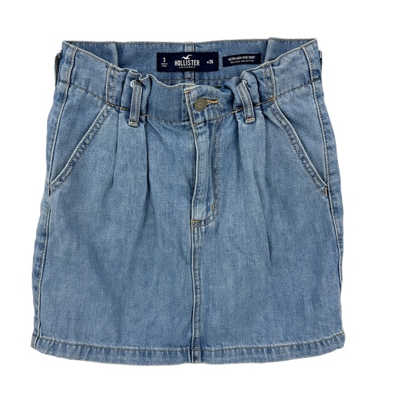 HOLLISTER Junior’s Denim Skirt Ultra High Rise Jean Paper Bag Style - Picture 1 of 5